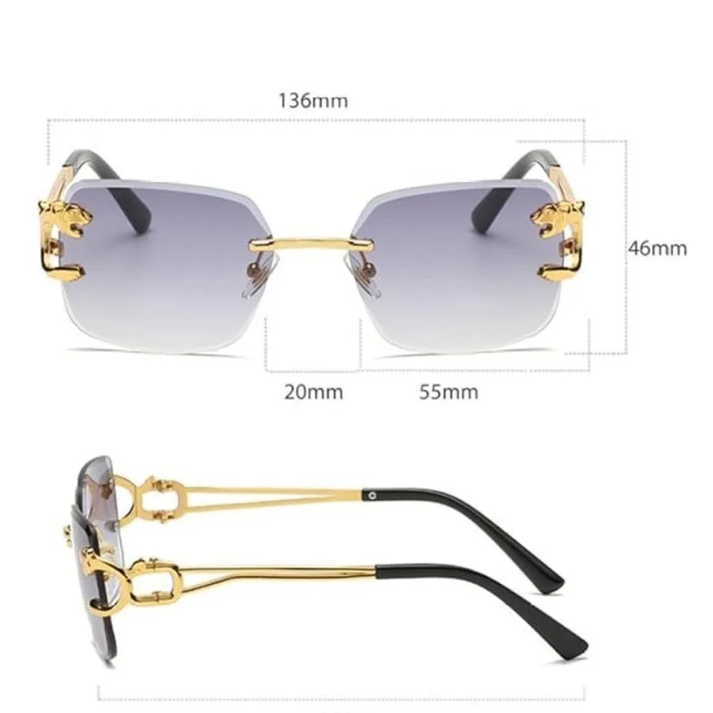 Rimless Sunglasses Gold Frame Gradient Lens Cat‎ Detail Designer Fashion Lentes